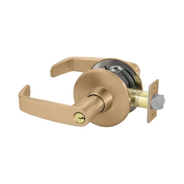 Sargent Dormitory Tubular Bored Lock Grade 1 with L Lever and L Rose with T Strike and LA Keyway Satin Bronz 11G54LL10 - main